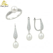 Gümüş zirkon taşlı set ( İnci)